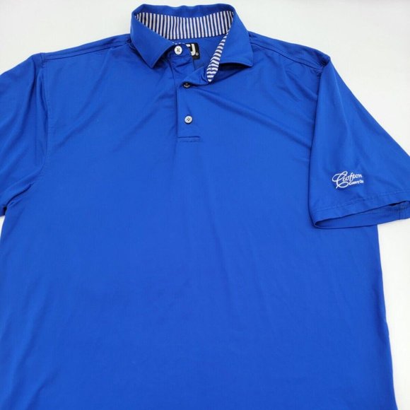 Mens FOOTJOY FJ Solid Blue CROFTON COUNTRY CLUB Wicking Golf Shirt Maryland - Picture 1 of 7